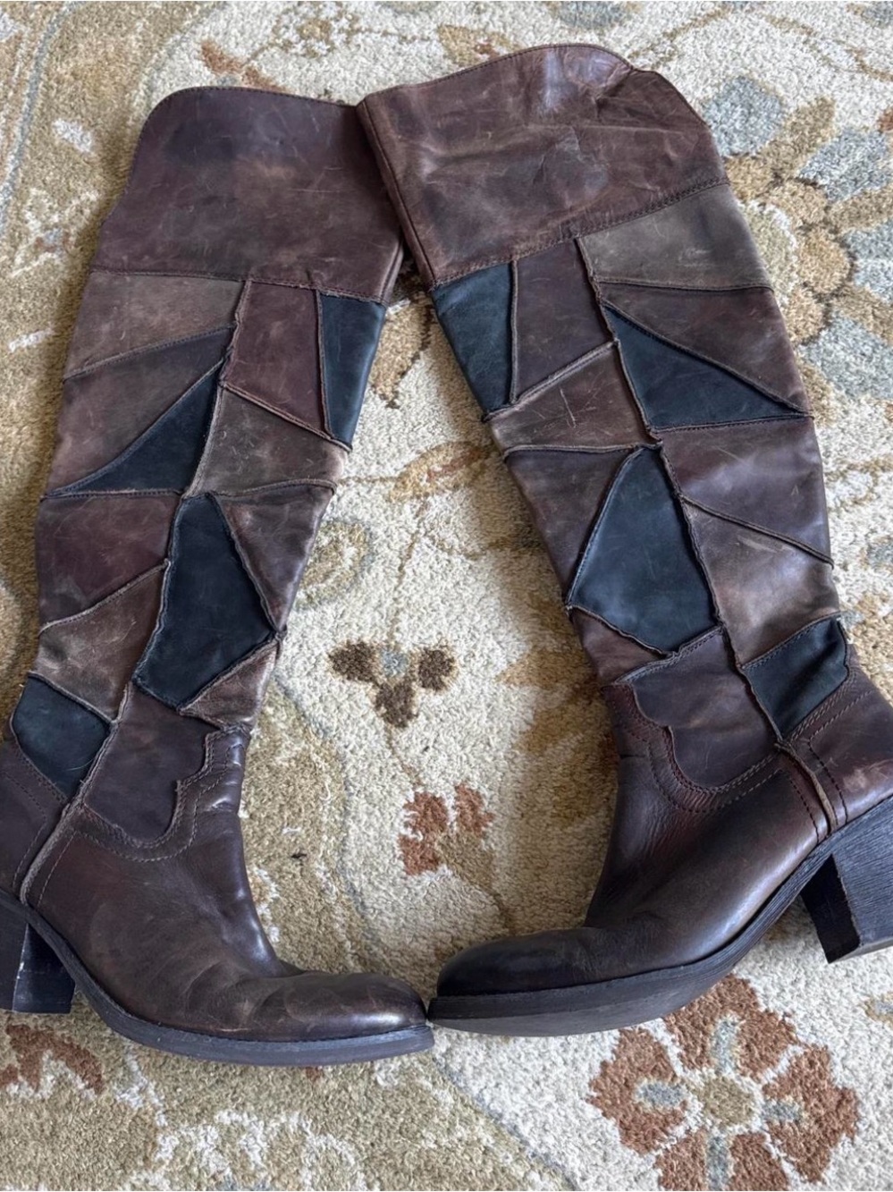 Patchwork Over-the-Knee Boots